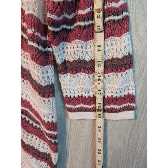 Torrid 2 Open Knit Cinched Front Sweater 3/4 Sleeves 2X Pink - Picture 6 of 7